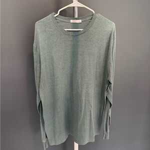 Hanes Heathered Sage Green Long Sleeve Crew Tee